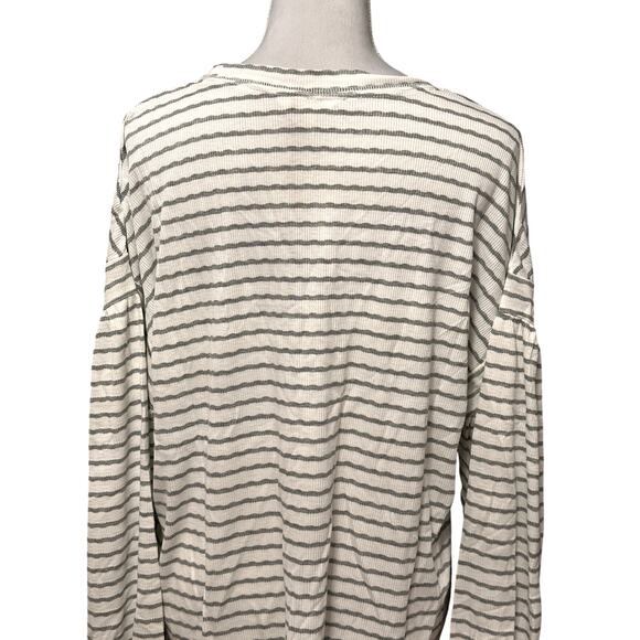 Weatherproof Vintage Top Striped Long Sleeve Relaxed Fit Ribbed Gray/Cream M NWT - Picture 5 of 9